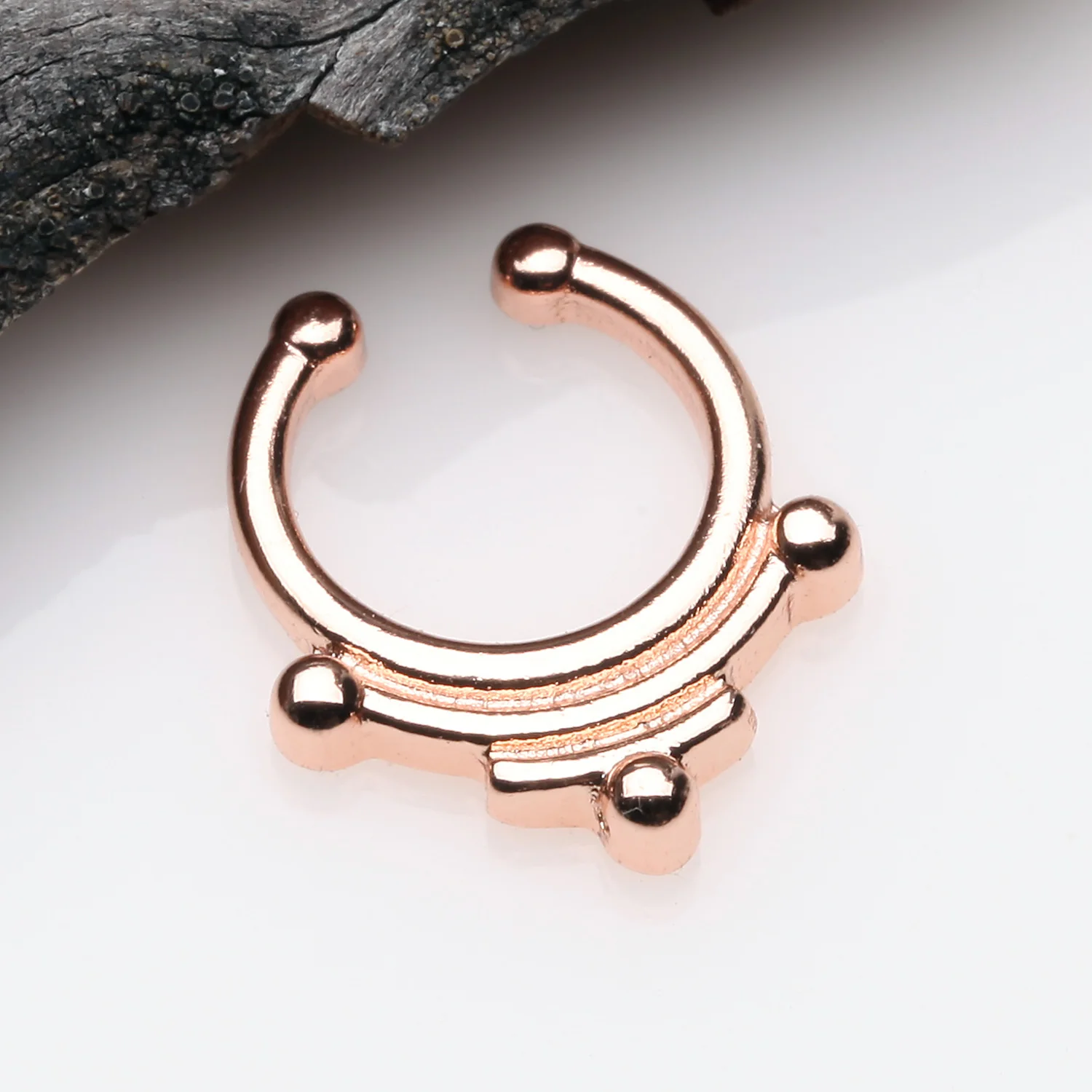 Rose Gold Ancient Goddess Fake Septum Clip-On Ring - Image 2