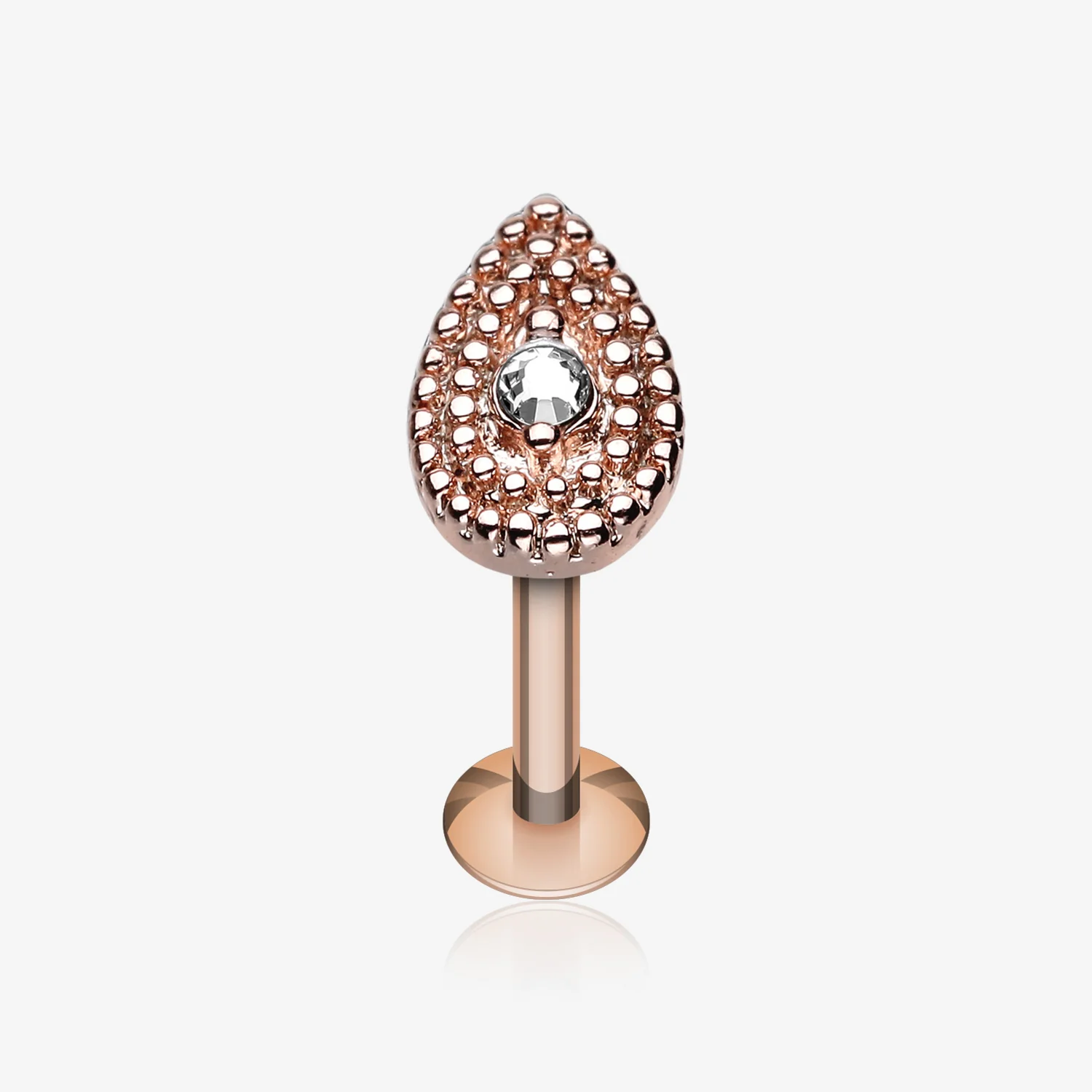 Rose Gold Aria Sparkle Teardrop Steel Labret