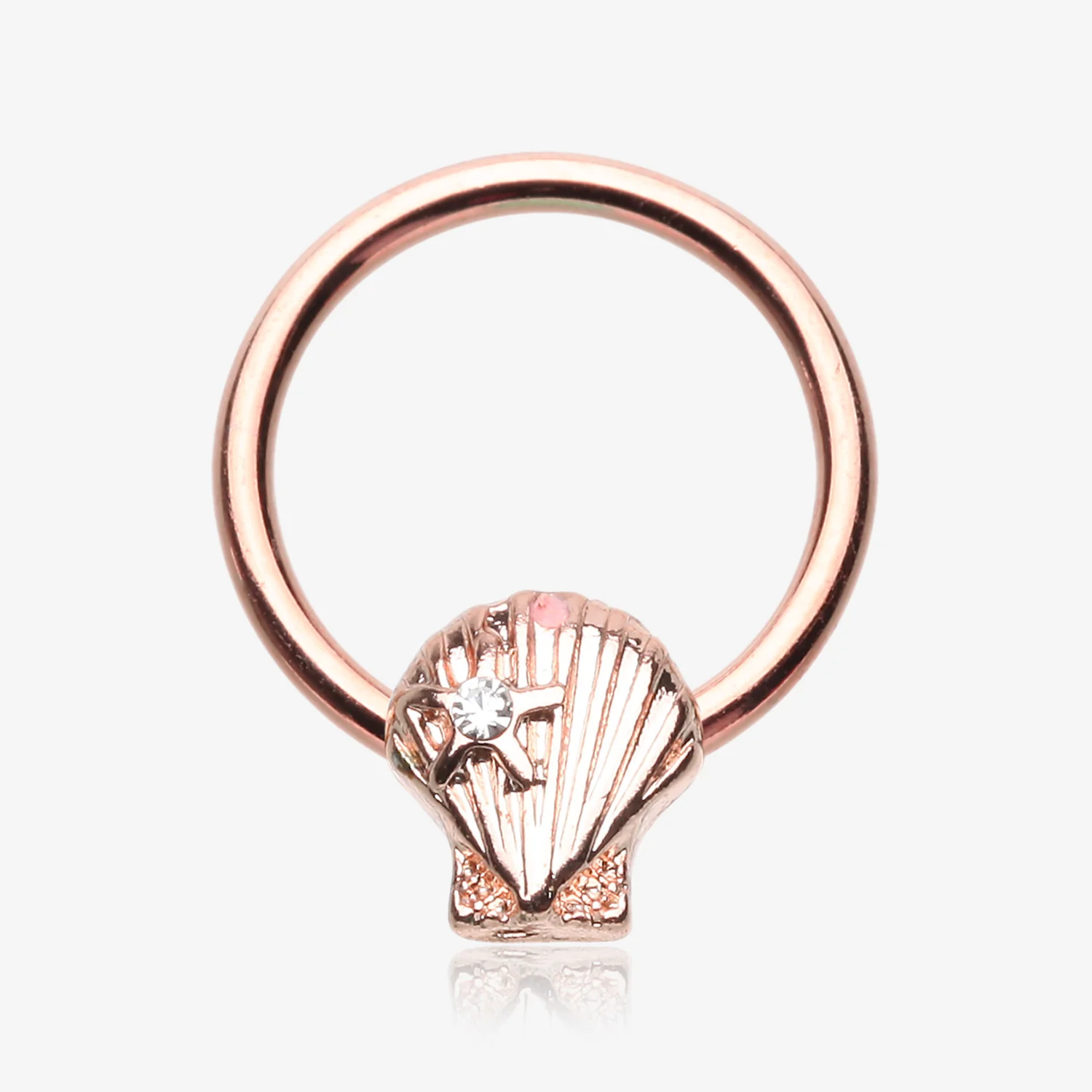 Rose Gold Ariel's Seashell Steel Captive Bead Ring