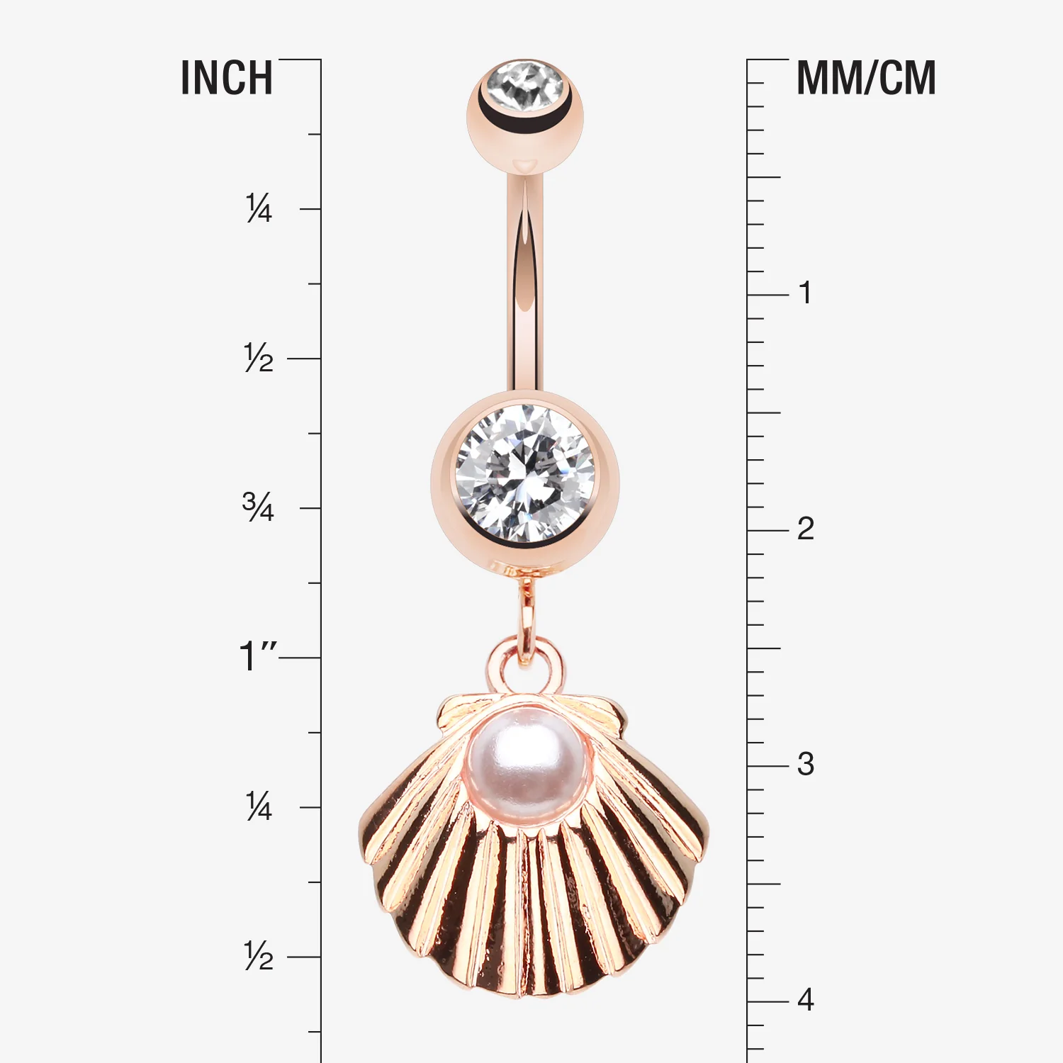 Rose Gold Ariel's Shell Dangle Belly Button Ring - Image 2