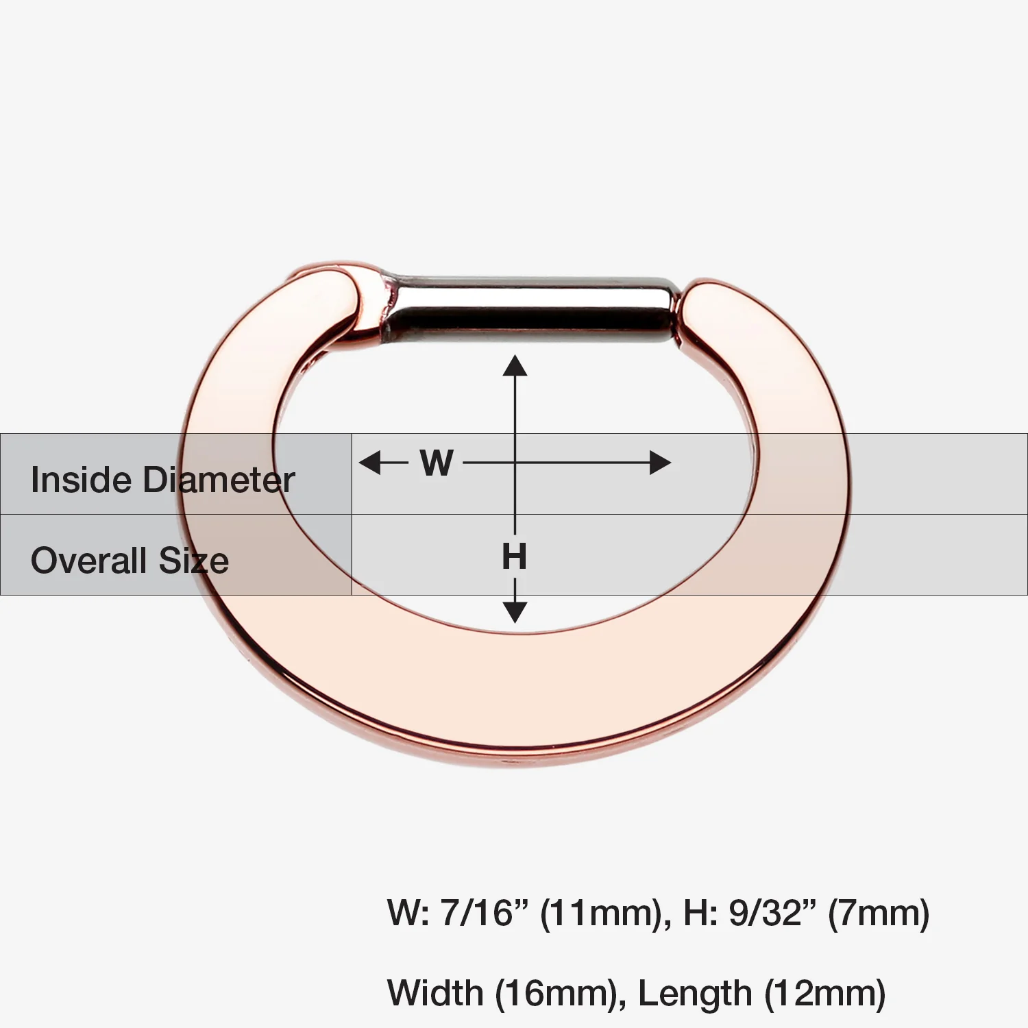 Rose Gold Basic Steel Loop Septum Clicker - Image 2