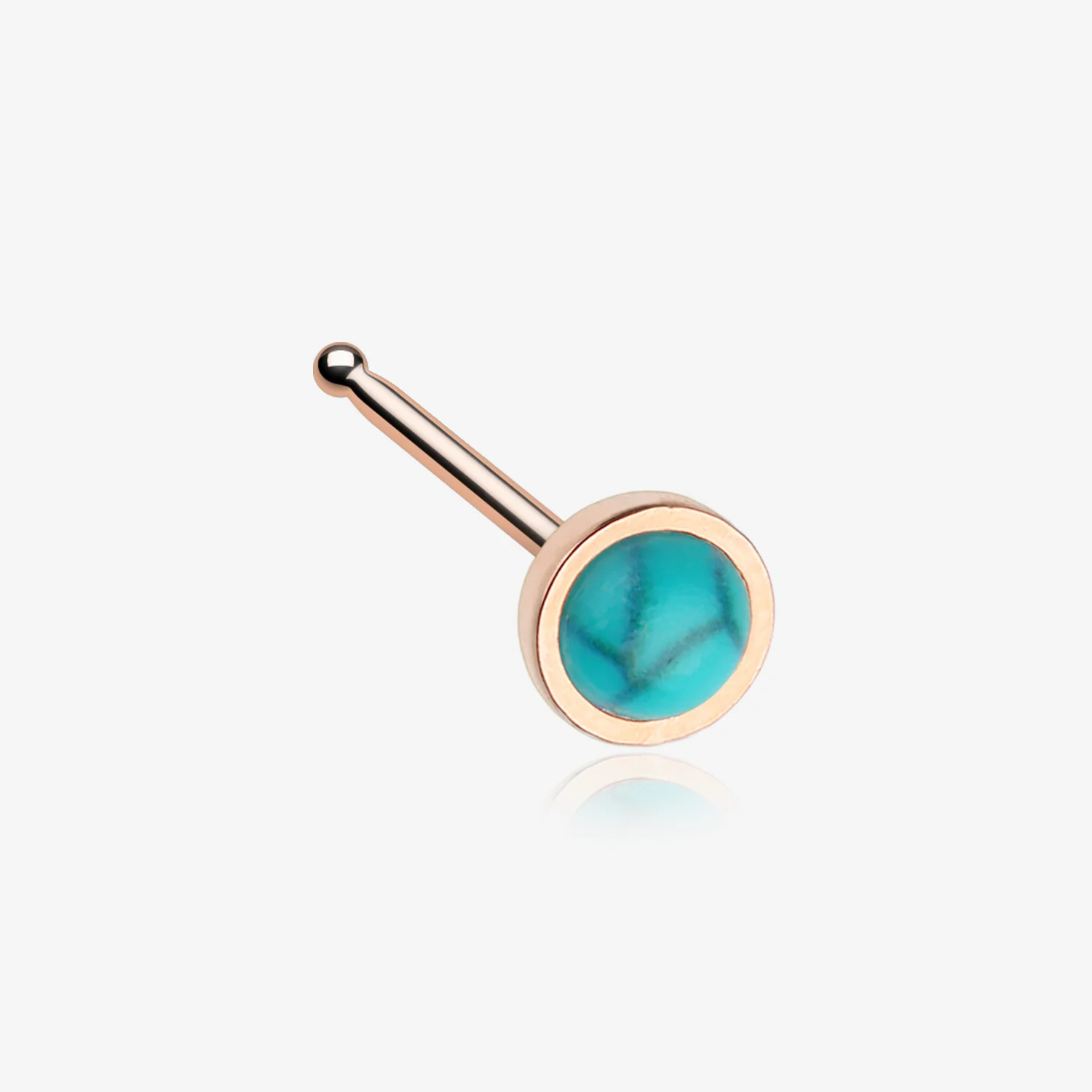 Rose Gold Bezel Set Turquoise Stone Nose Stud Ring