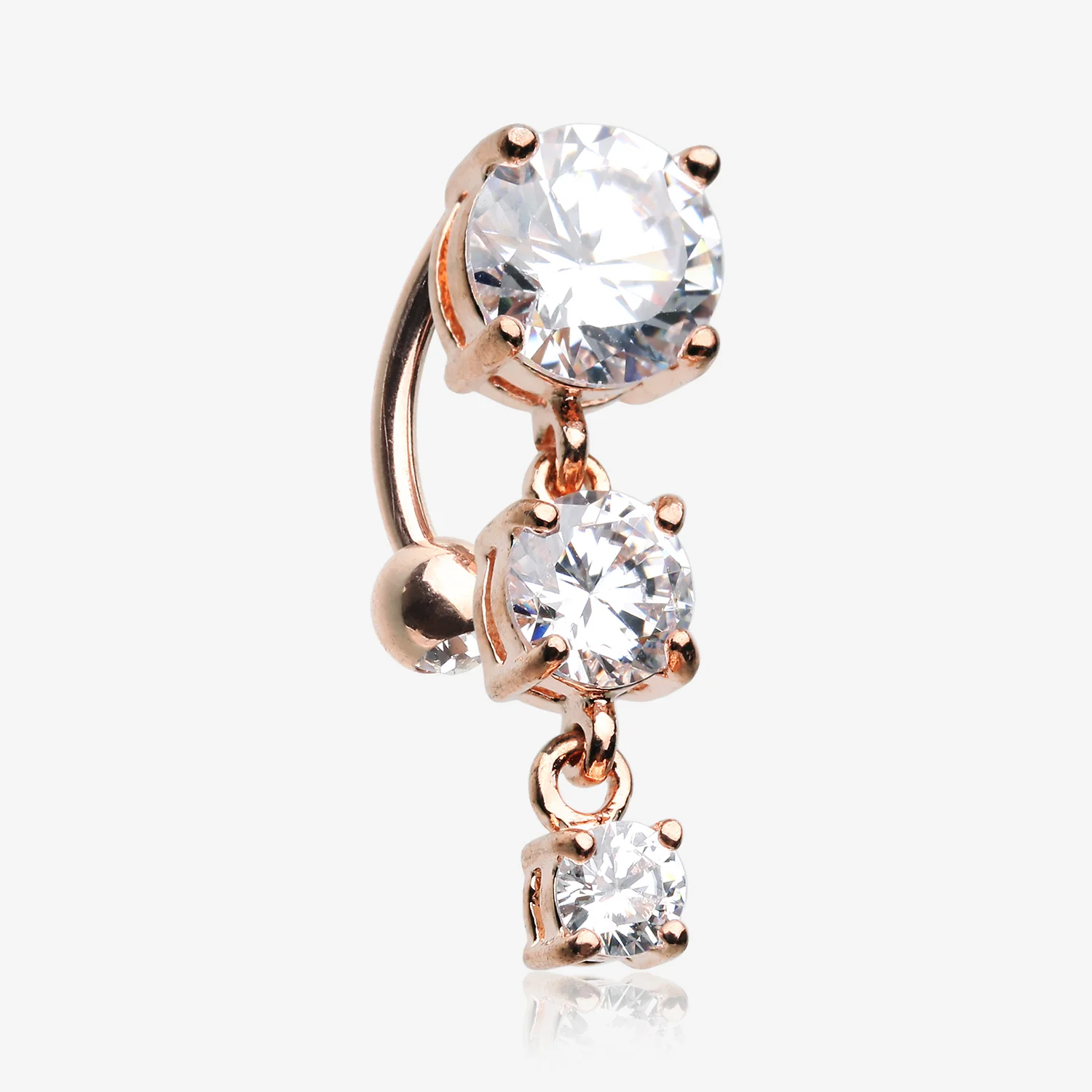 Rose Gold Brilliant Sparkle Cascading Gem Reverse Belly Button Ring