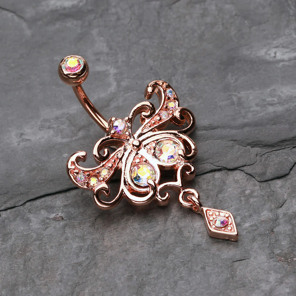Rose Gold Butterfly Glorieux Belly Button Ring - Image 3