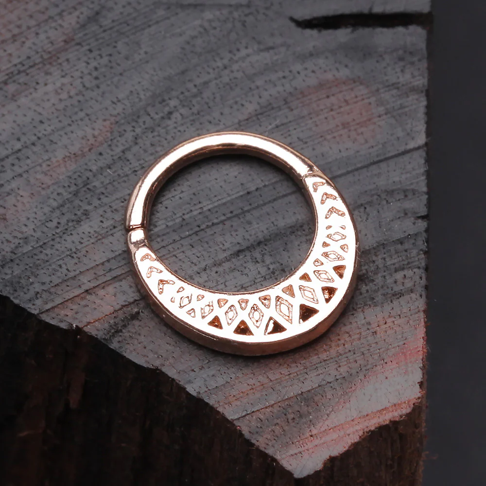 Rose Gold Ceres Filigree Septum Twist Loop Ring - Image 3