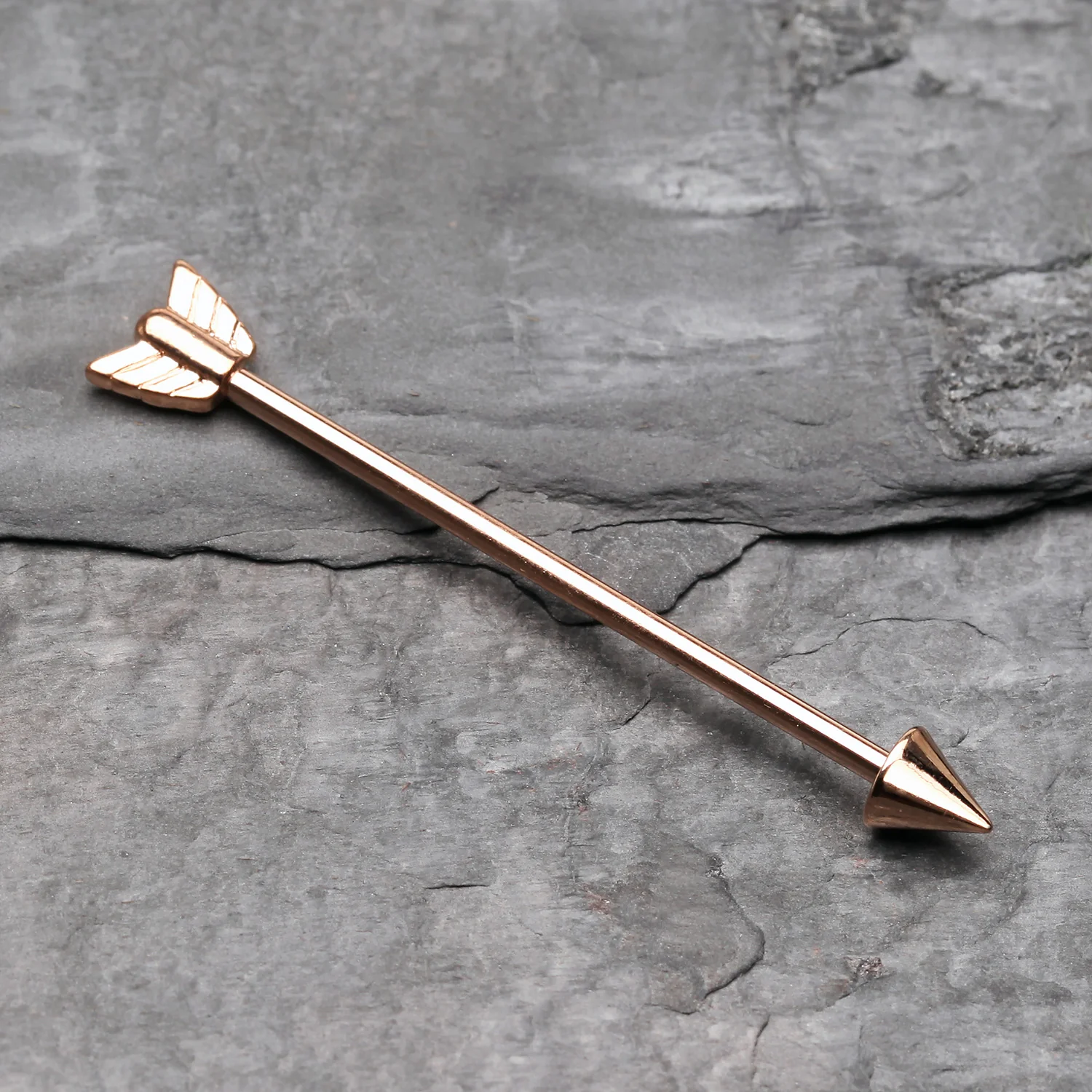 Rose Gold Classic Arrow Industrial Barbell - Image 2