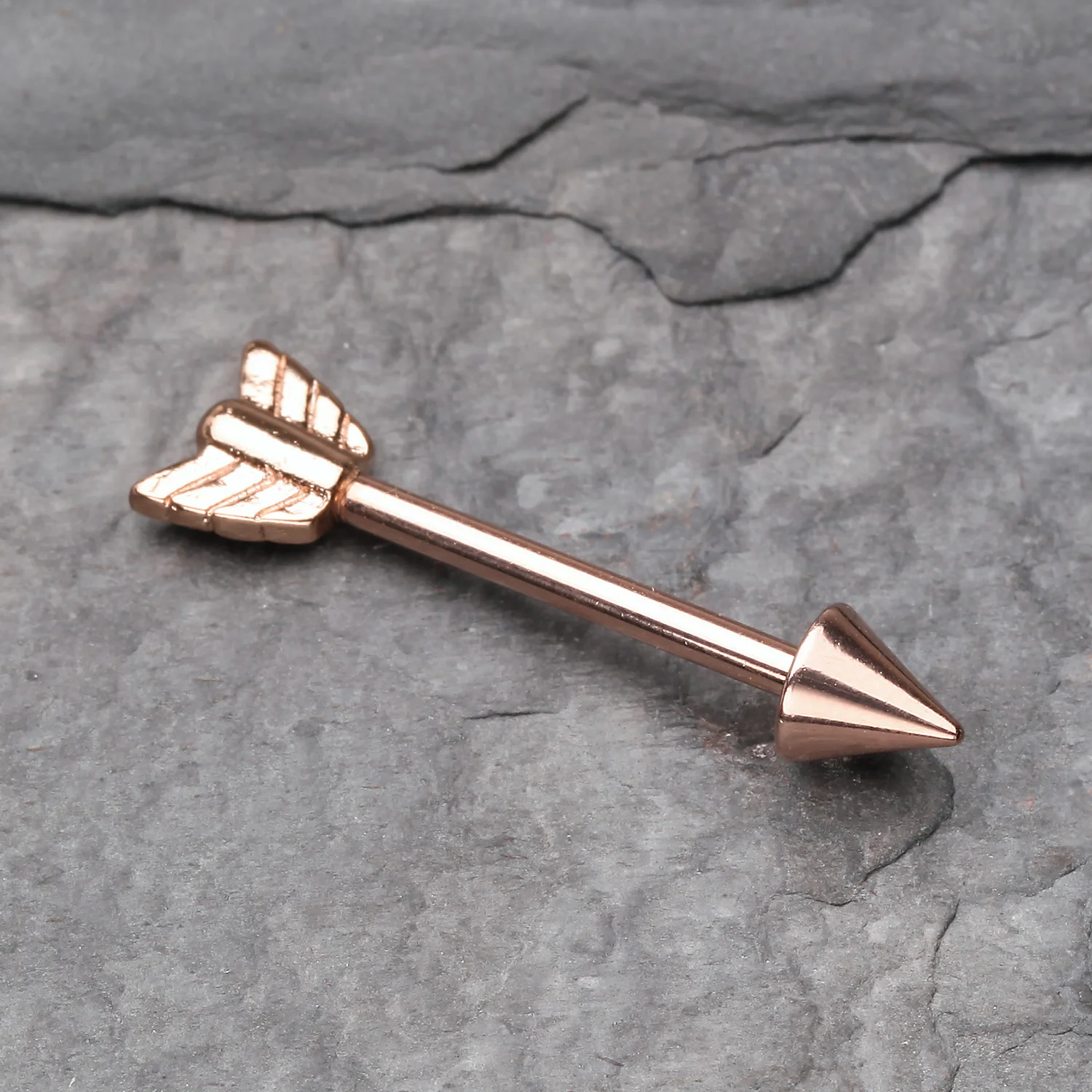 A Pair of Rose Gold Classic Arrow Nipple Barbell - Image 2