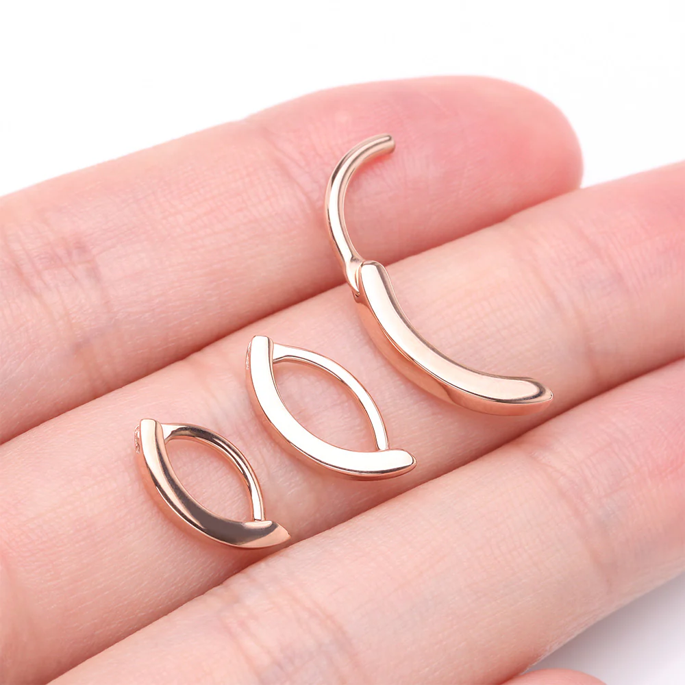 Rose Gold Classic Minimalist Steel Curved Bar Clicker - Image 4