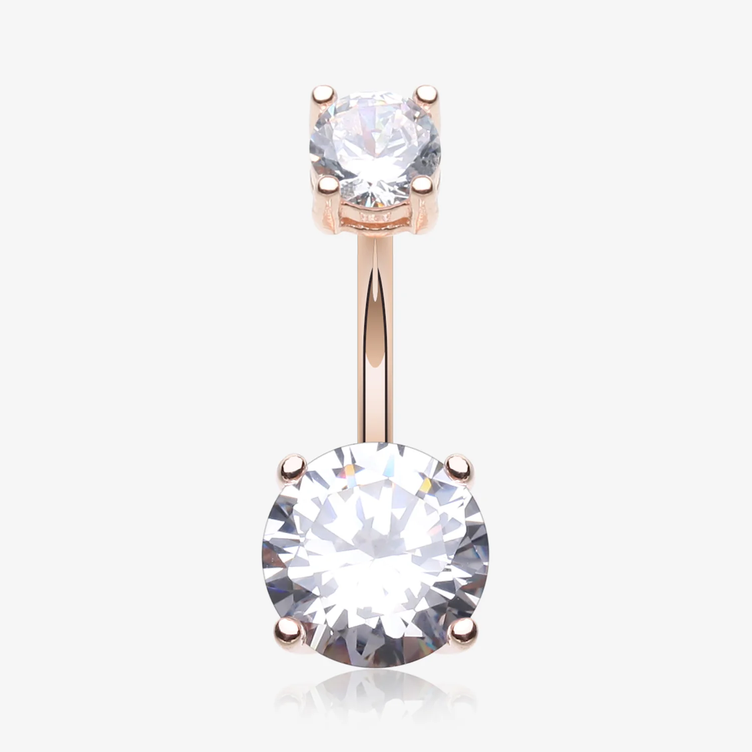 Rose Gold Classic Sparkle Gem Belly Button Ring