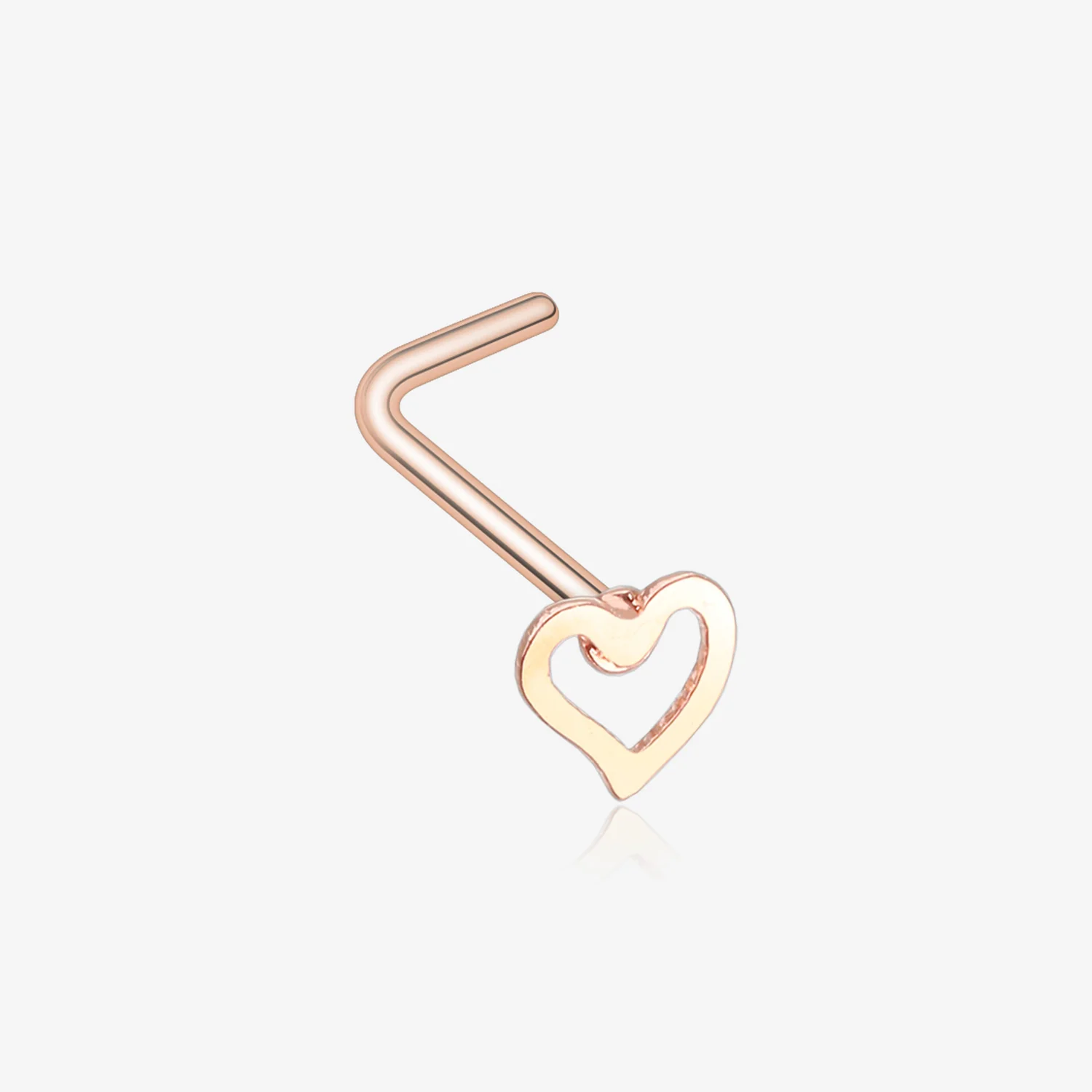 Rose Gold Dainty Heart Icon L-Shaped Nose Ring