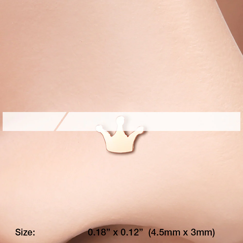 Rose Gold Dainty Princess Crown Icon Nose Stud Ring - Image 3