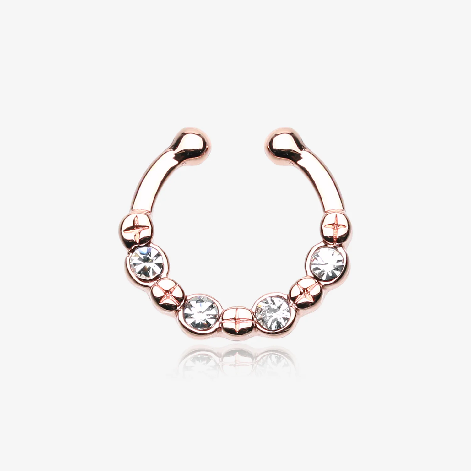 Rose Gold Elan Multi-Gem Fake Septum Clip-On Ring