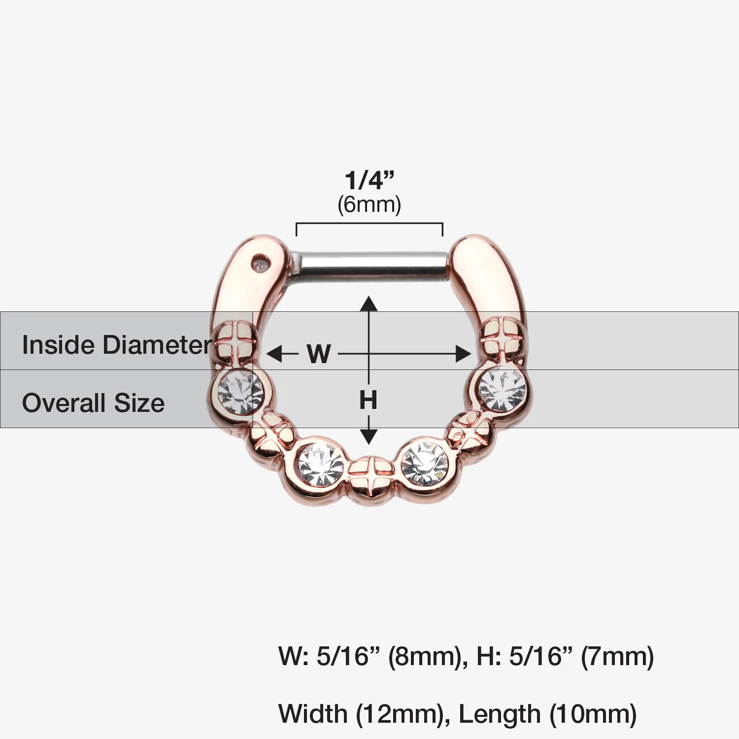 Rose Gold Elan Multi-Gem Septum Clicker - Image 2