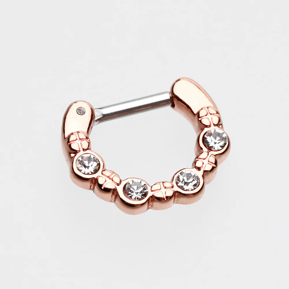 Rose Gold Elan Multi-Gem Septum Clicker - Image 3