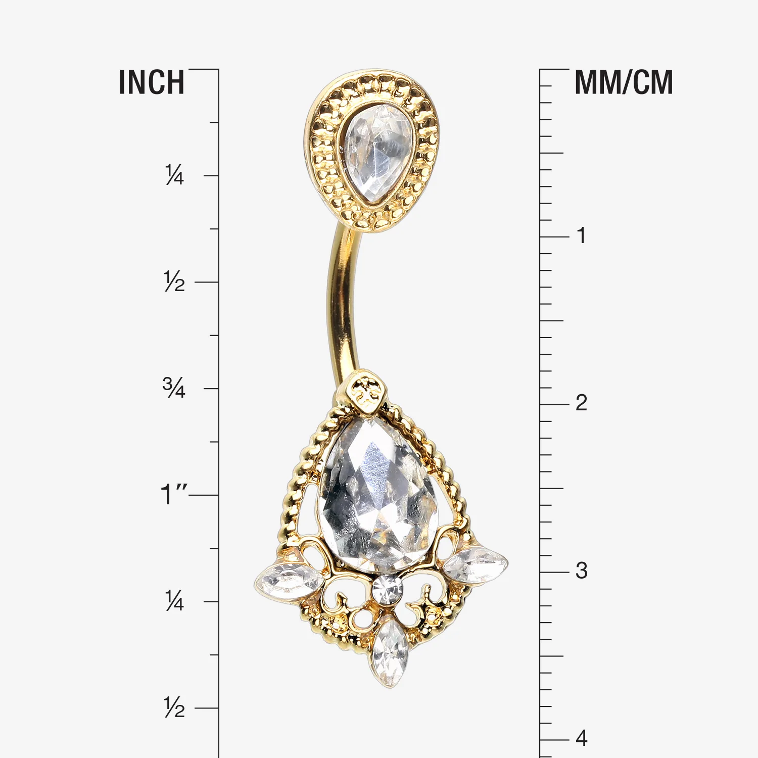 Rose Gold Elegant Teardrop Lace Sparkle Belly Button Ring* - Image 2