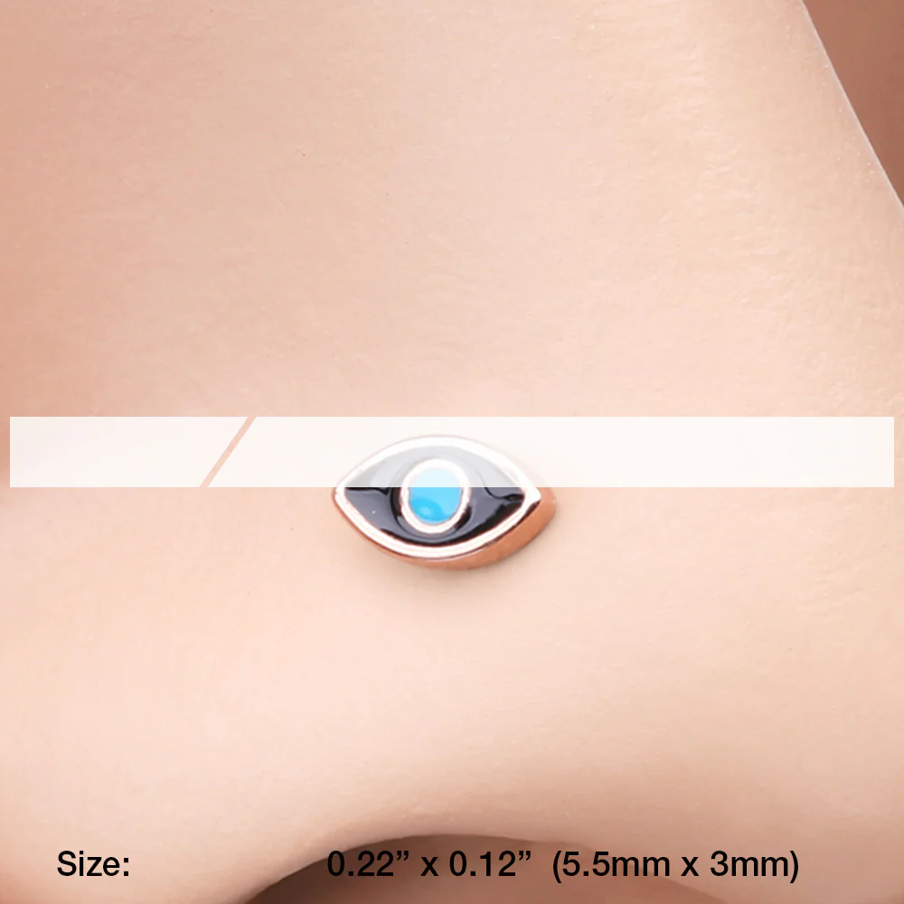 Rose Gold Evil Eye Nose Stud Ring - Image 3