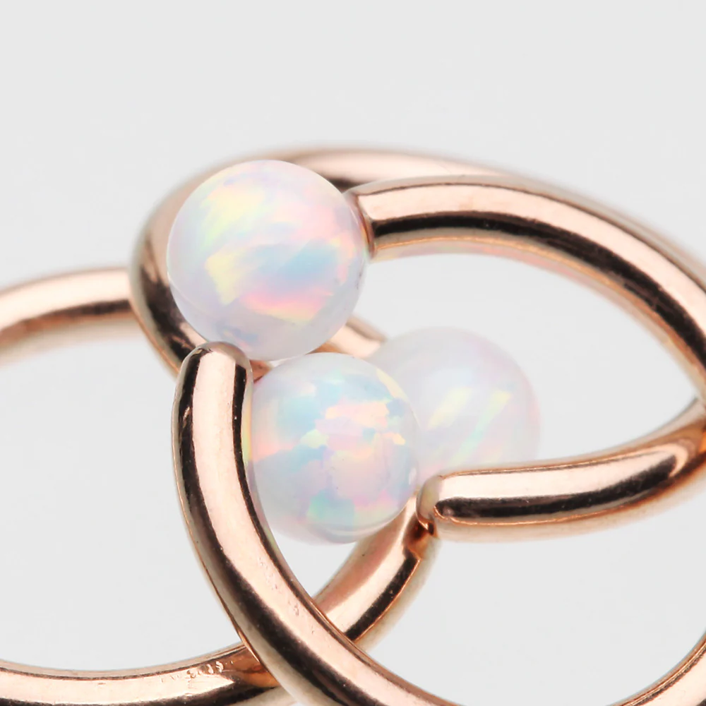 Rose Gold Fire Opal Basic Bendable Twist Hoop Ring - Image 3