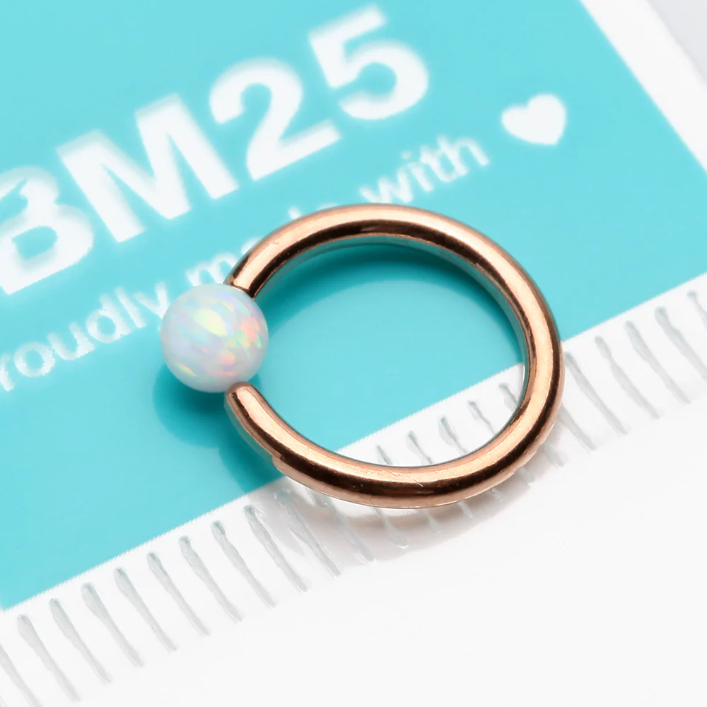Rose Gold Fire Opal Basic Bendable Twist Hoop Ring - Image 4