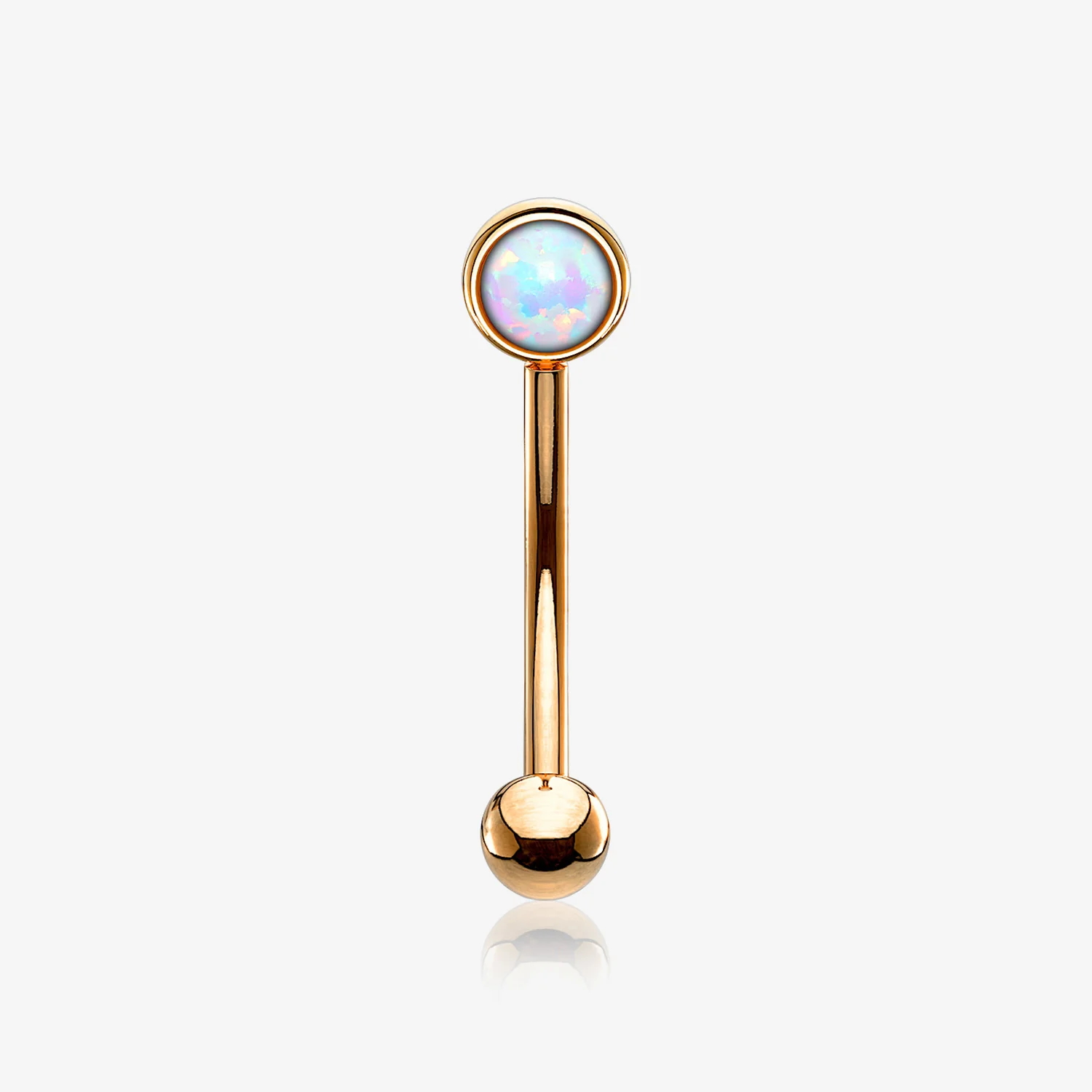 Rose Gold Fire Opal Press Fit Sparkle Curved Barbell