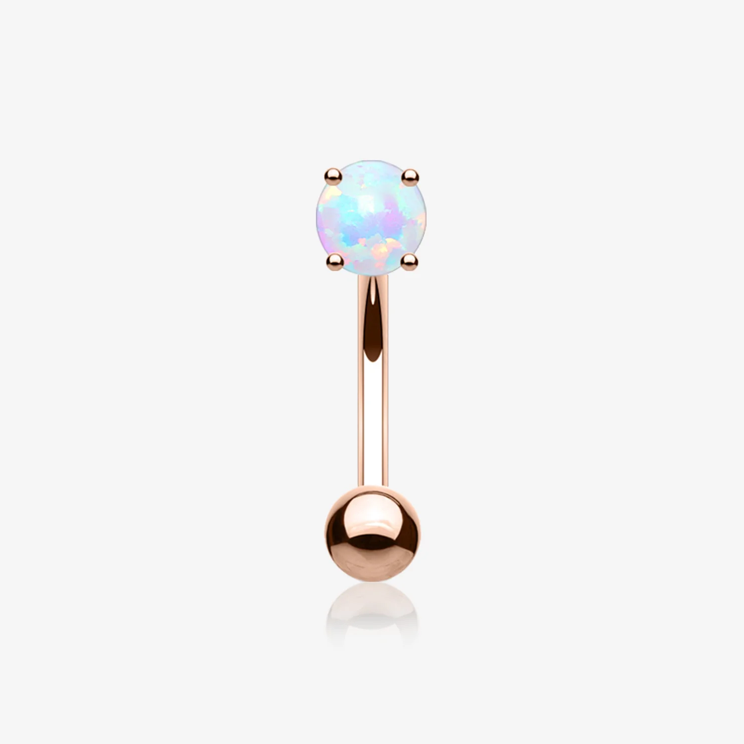 Rose Gold Fire Opal Prong Set Sparkle Curved Barbell