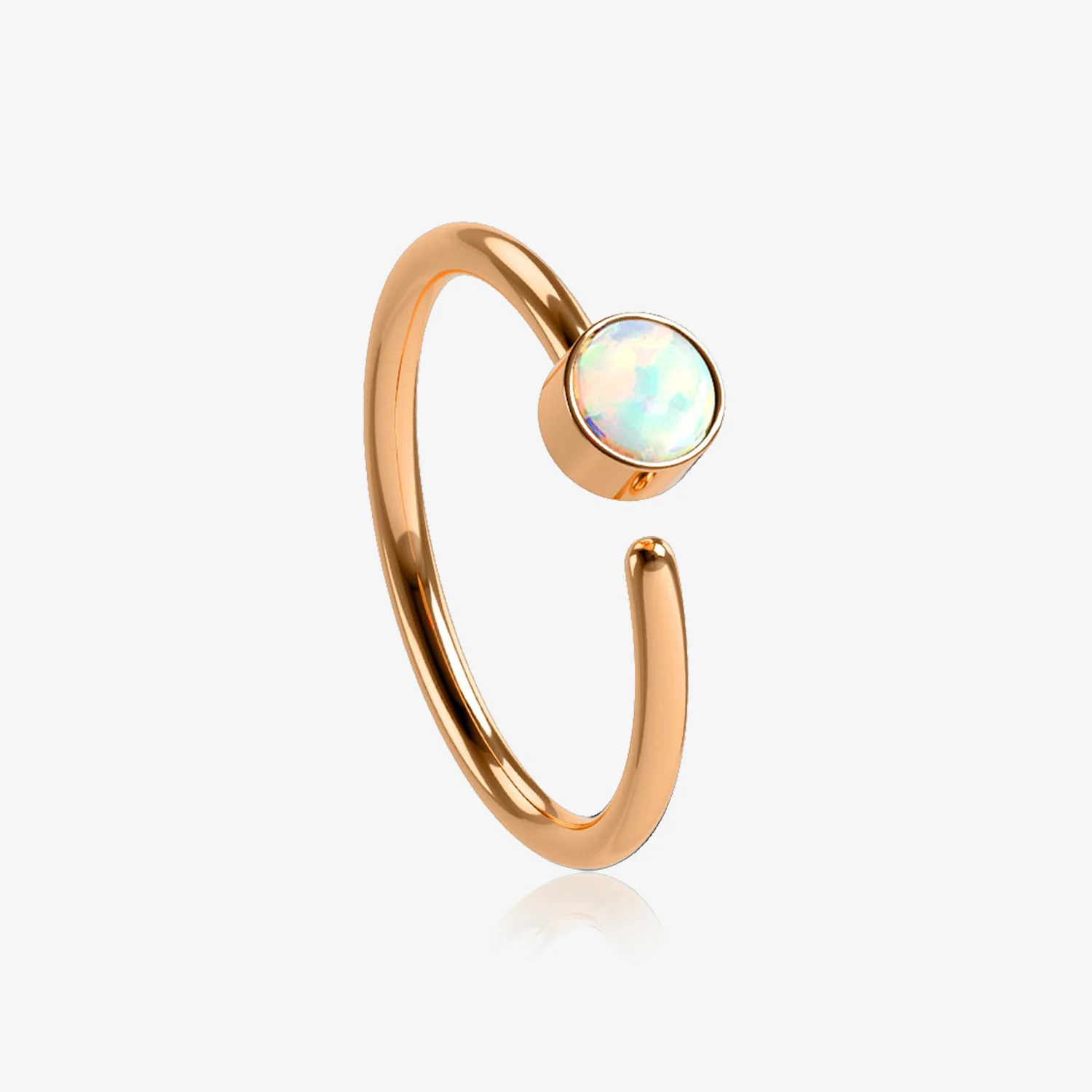 Rose Gold Fire Opal Sparkle Bezel Set Bendable Hoop Ring