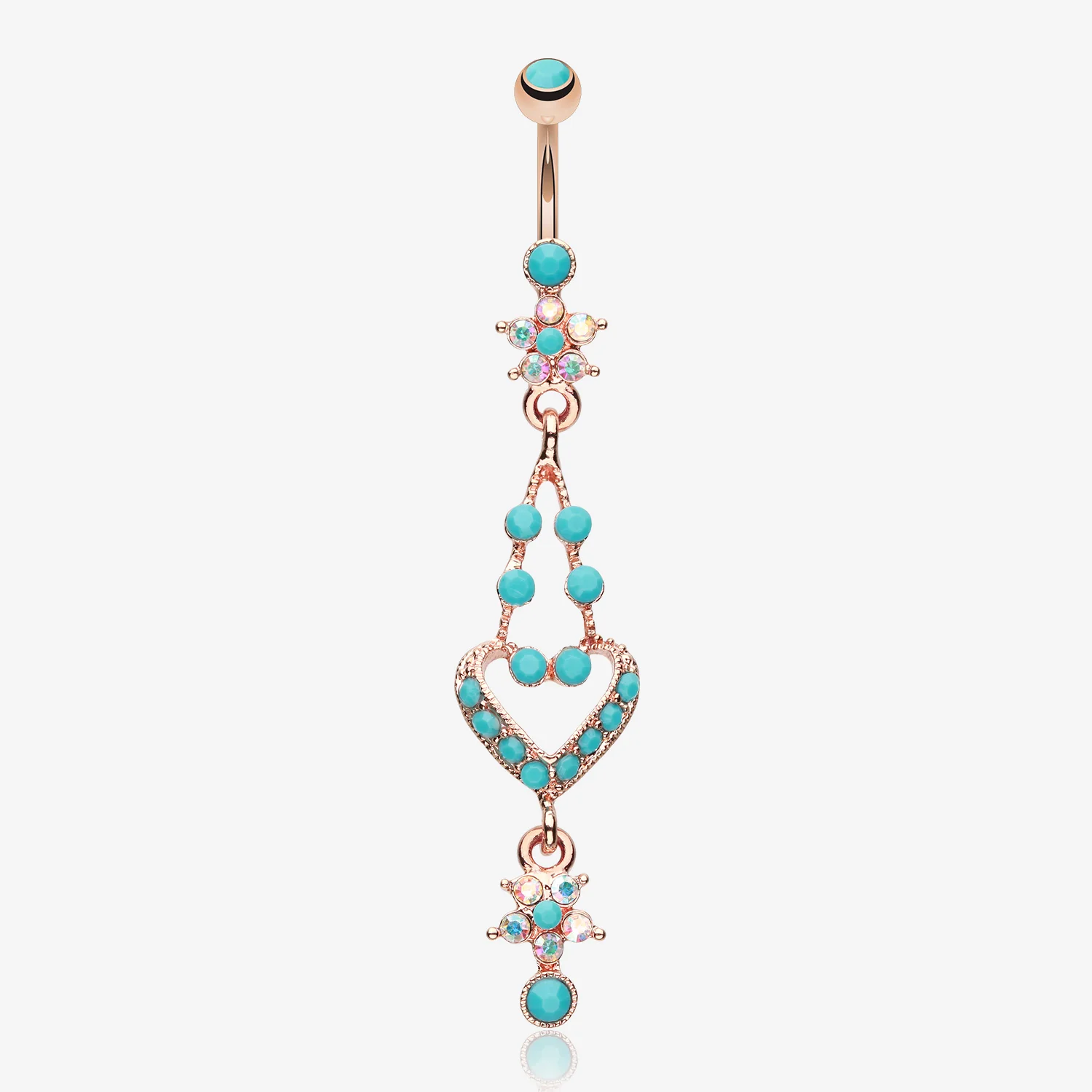 Rose Gold Flora Heart Belly Button Ring