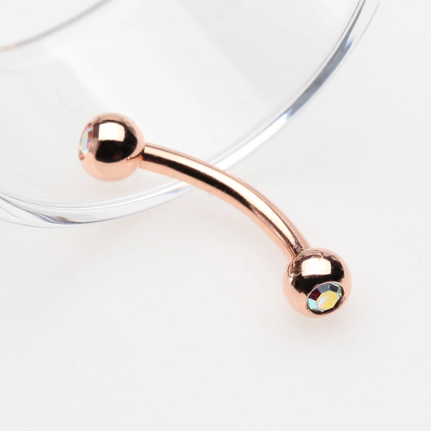 Rose Gold Gem Ball Curved Barbell - Image 2