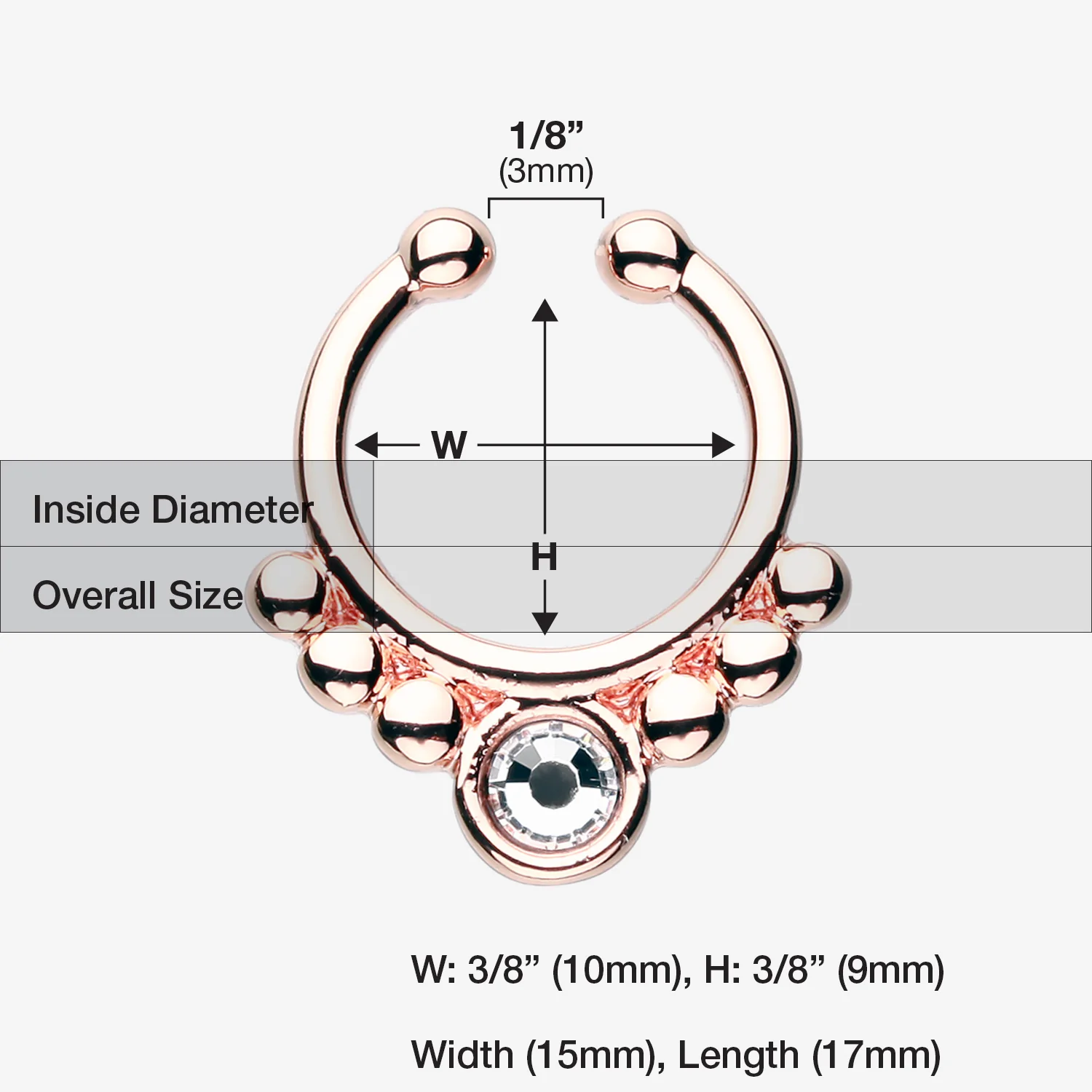 Rose Gold Gem Grandiose Fake Septum Ring - Image 2