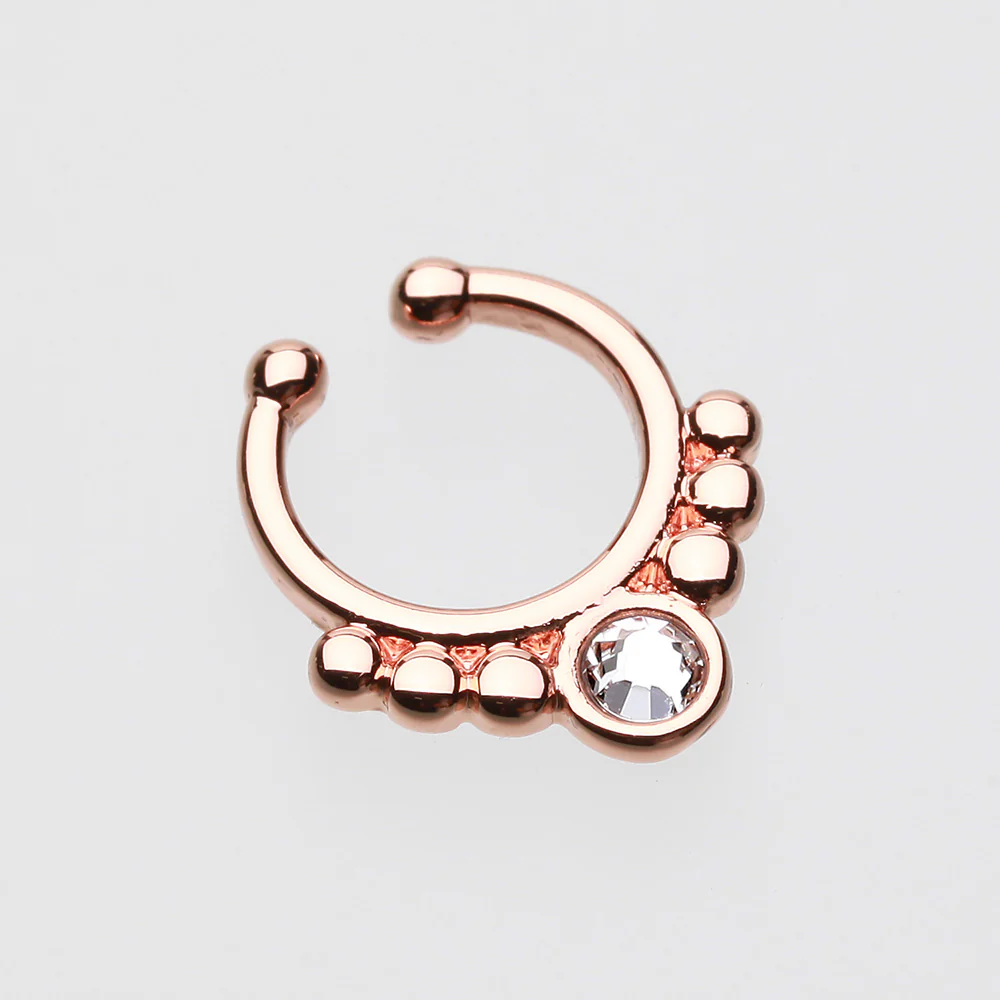 Rose Gold Gem Grandiose Fake Septum Ring - Image 3