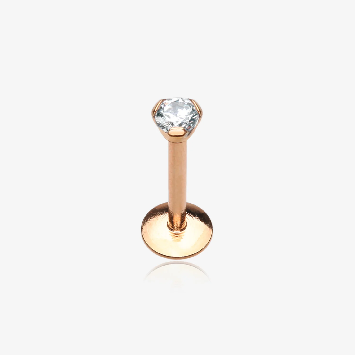 Rose Gold Gem Top Prong Set Steel Labret
