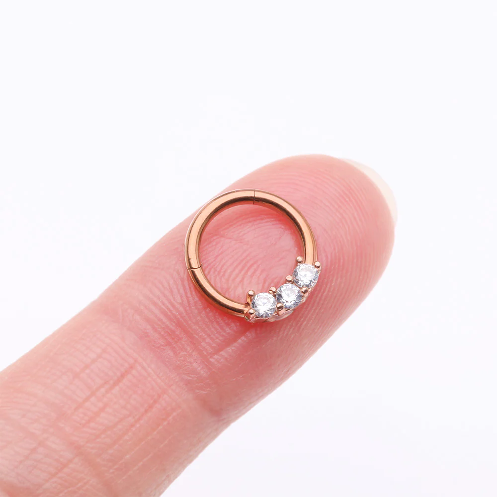 Rose Gold Glistening Sparkle Seamless Clicker Ring - Image 2