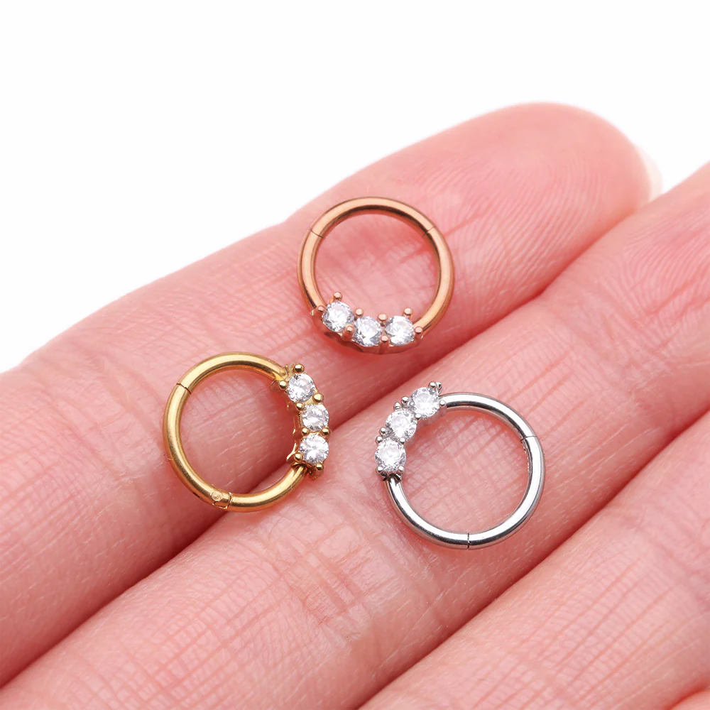 Rose Gold Glistening Sparkle Seamless Clicker Ring - Image 3