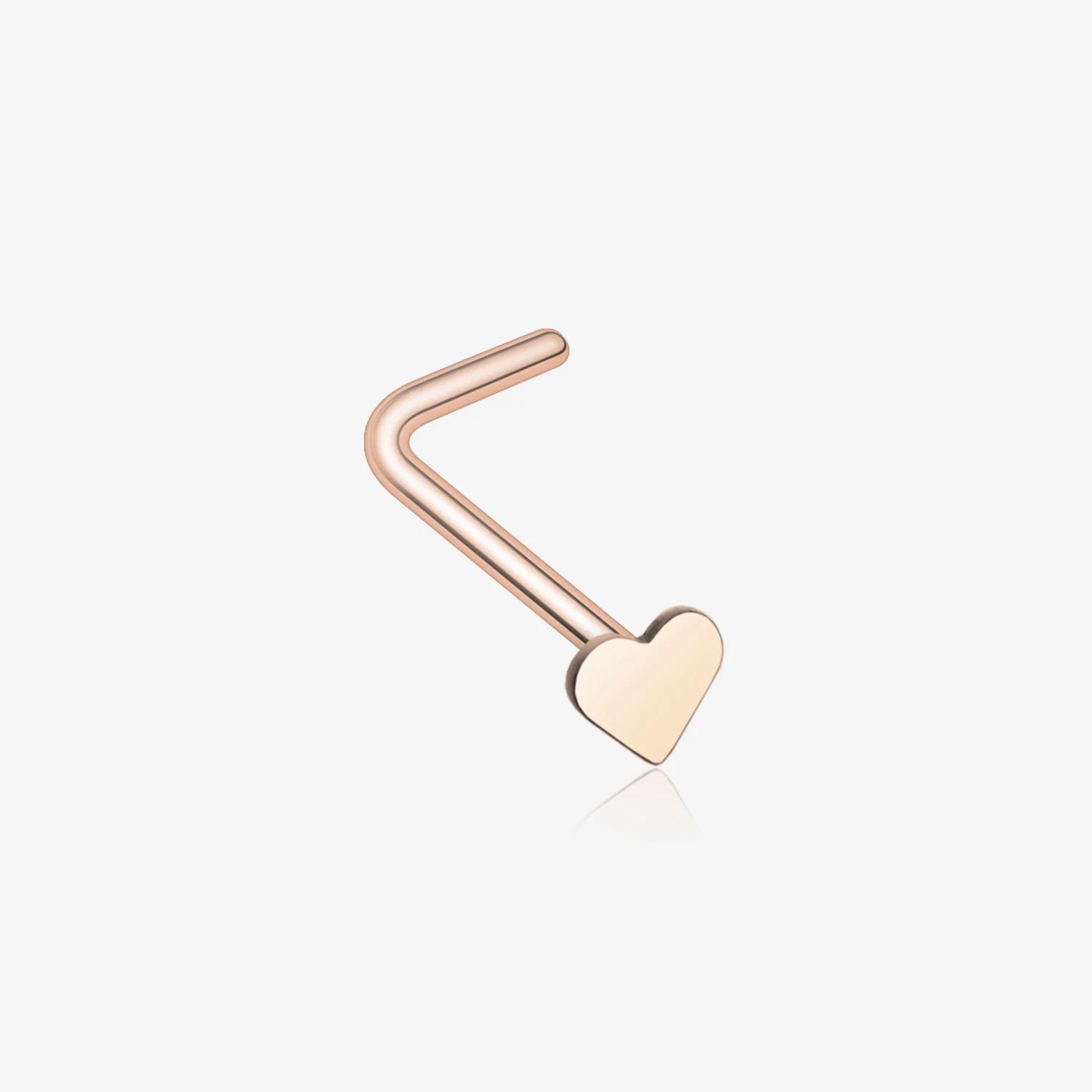 Rose Gold Heart L-Shaped Nose Ring