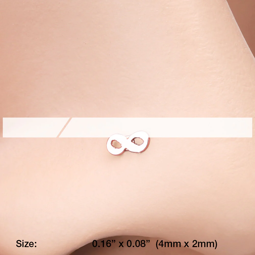 Rose Gold Infinity Loop L-Shaped Nose Ring - Image 3