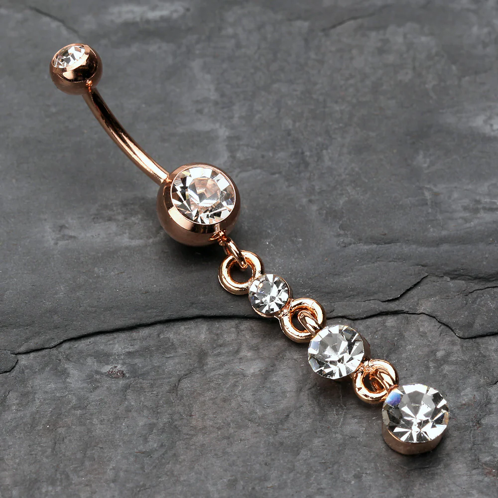 Rose Gold Journey Sparkle Belly Button Ring - Image 3