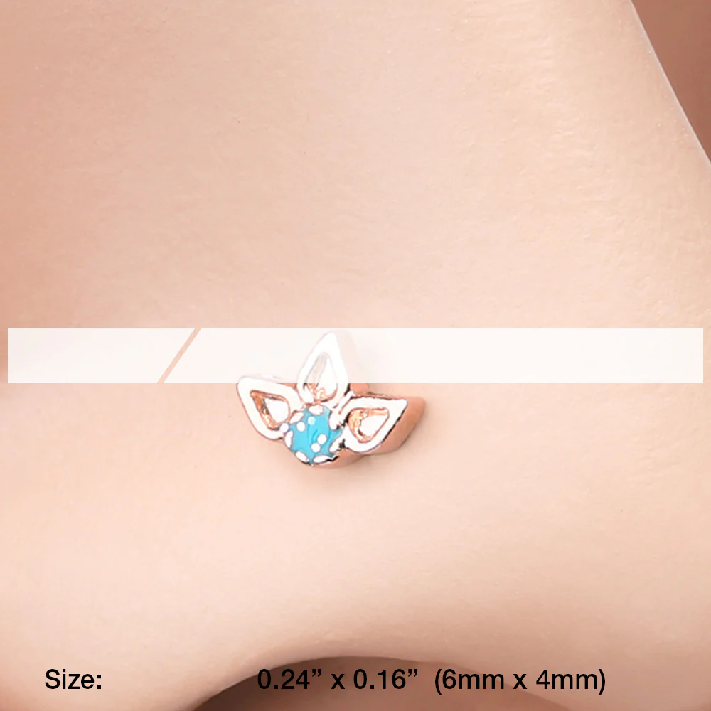 Rose Gold Lotus Ornate Sparkle Nose Stud Ring - Image 3