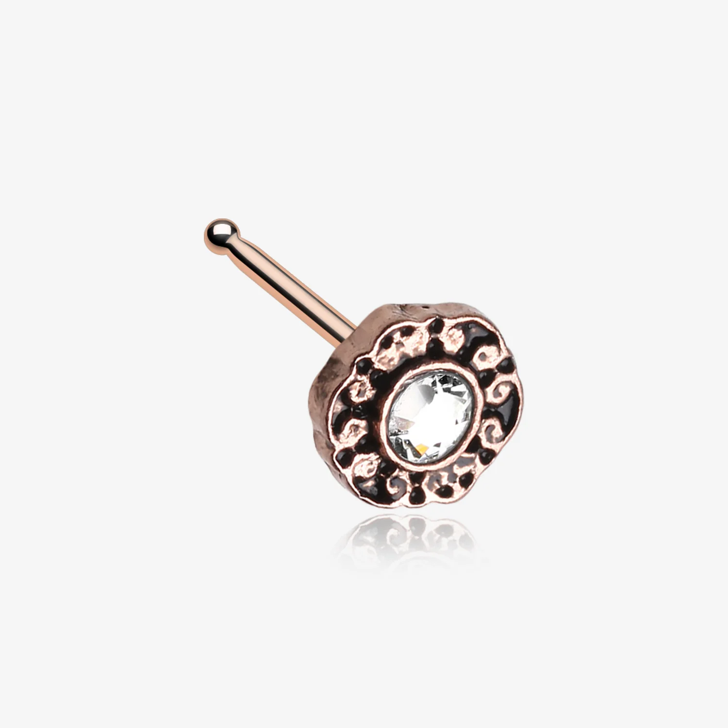 Rose Gold Luna Filigree Sparkle Icon Nose Stud Ring