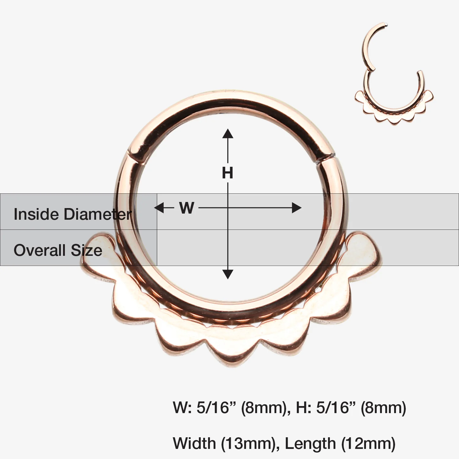 Rose Gold Mandala Flower Clicker Hoop Ring - Image 2