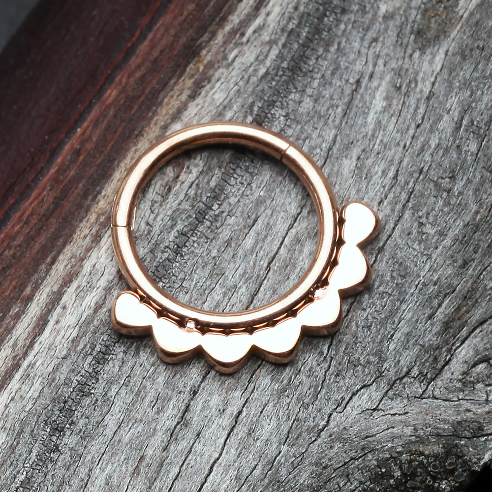Rose Gold Mandala Flower Clicker Hoop Ring - Image 3
