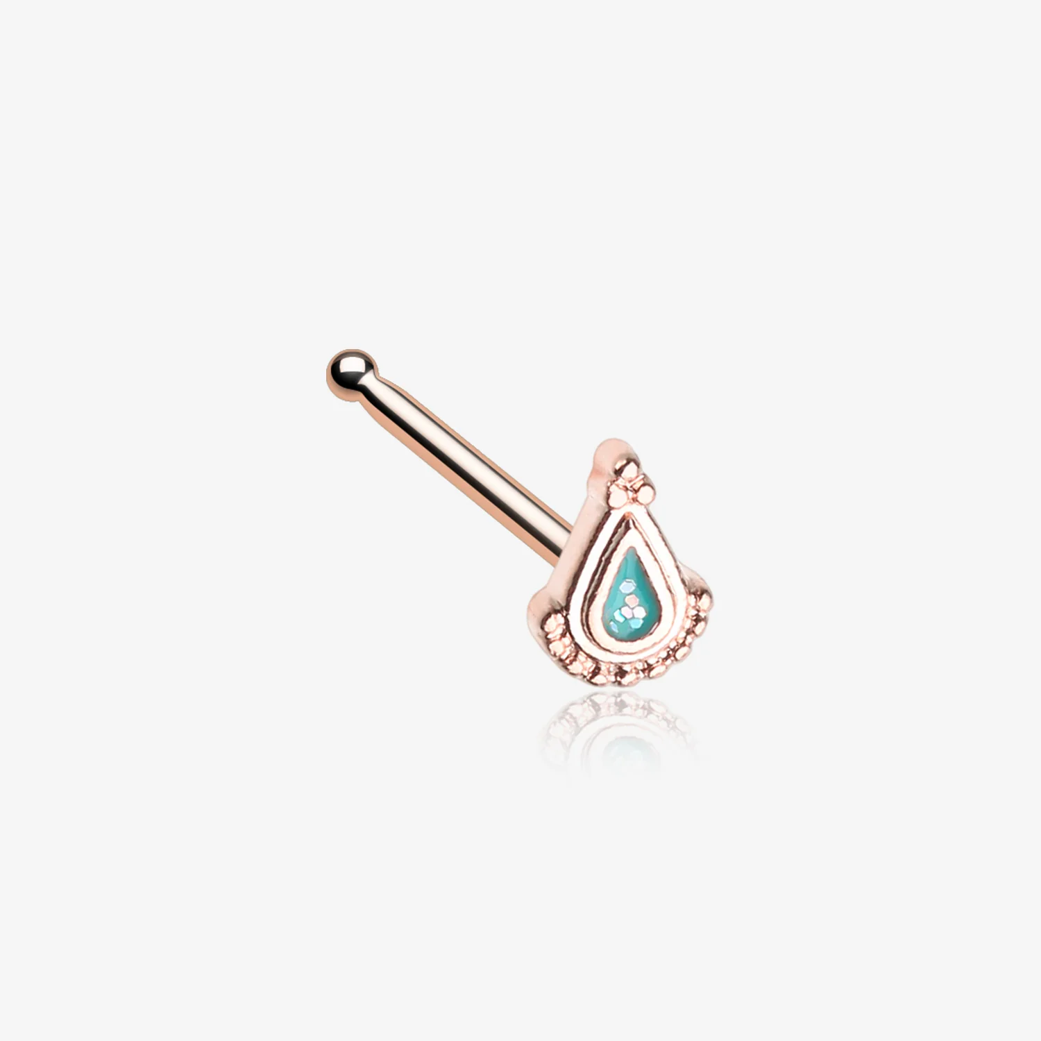 Rose Gold Mandala Ray Sparkle Nose Stud Ring