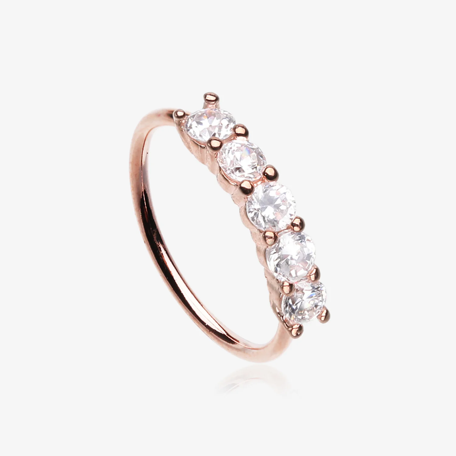 Rose Gold Multi-Gem Princess Prong Sparkles Bendable Hoop Ring