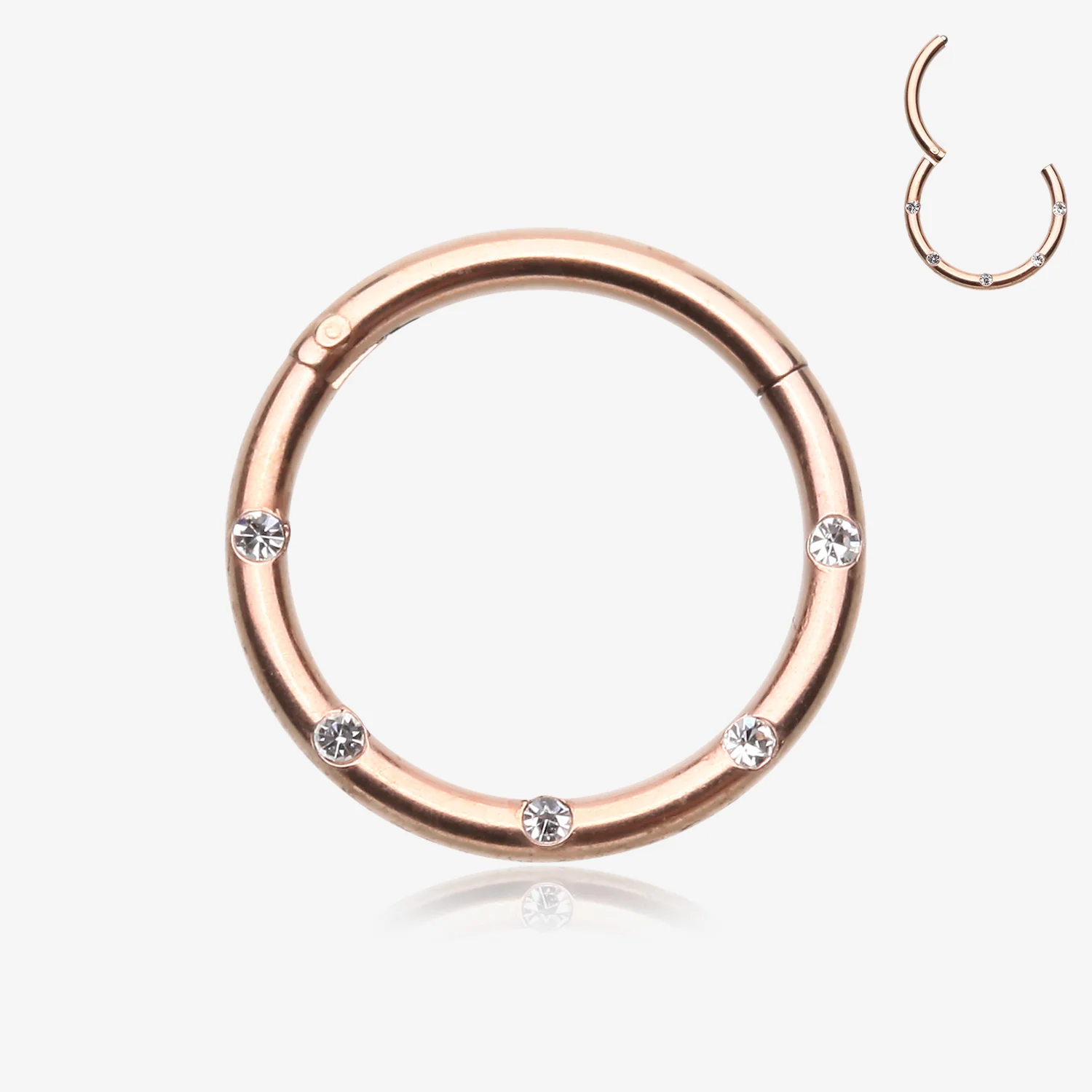Rose Gold Multi-Gem Seamless Clicker Hoop Ring