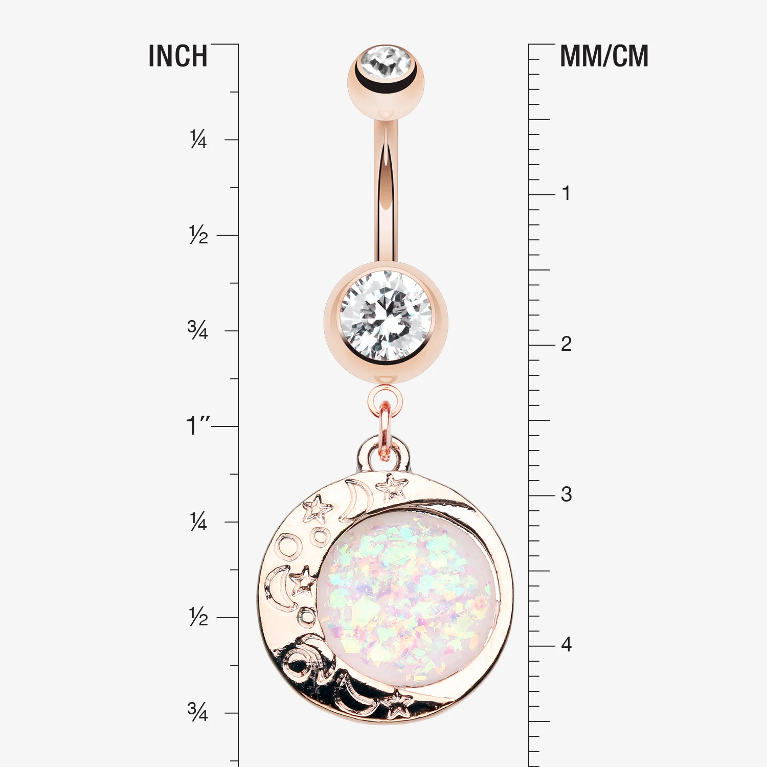 Rose Gold Opal Eclipse Moonshine Belly Button Ring - Image 2