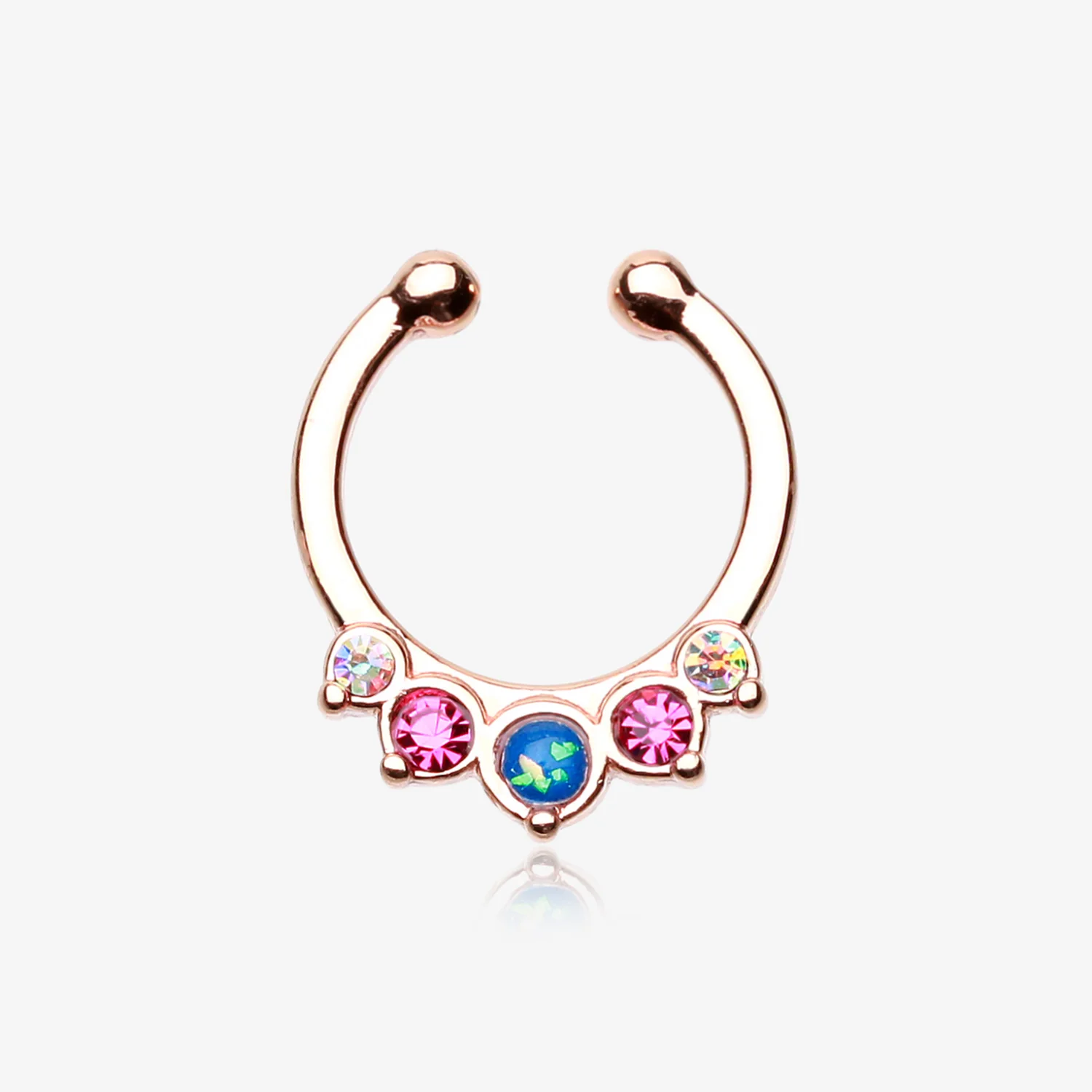 Rose Gold Opal Precia Fake Septum Clip-On Ring