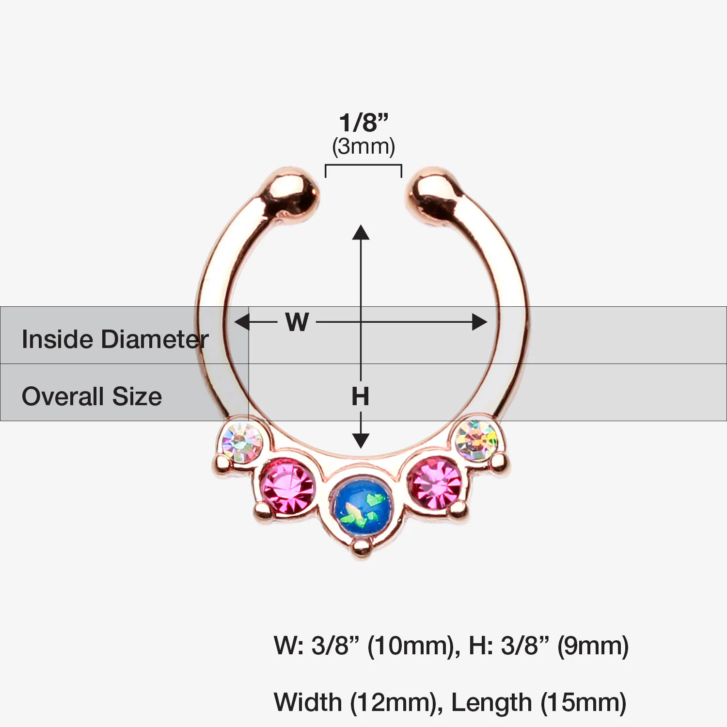 Rose Gold Opal Precia Fake Septum Clip-On Ring - Image 2