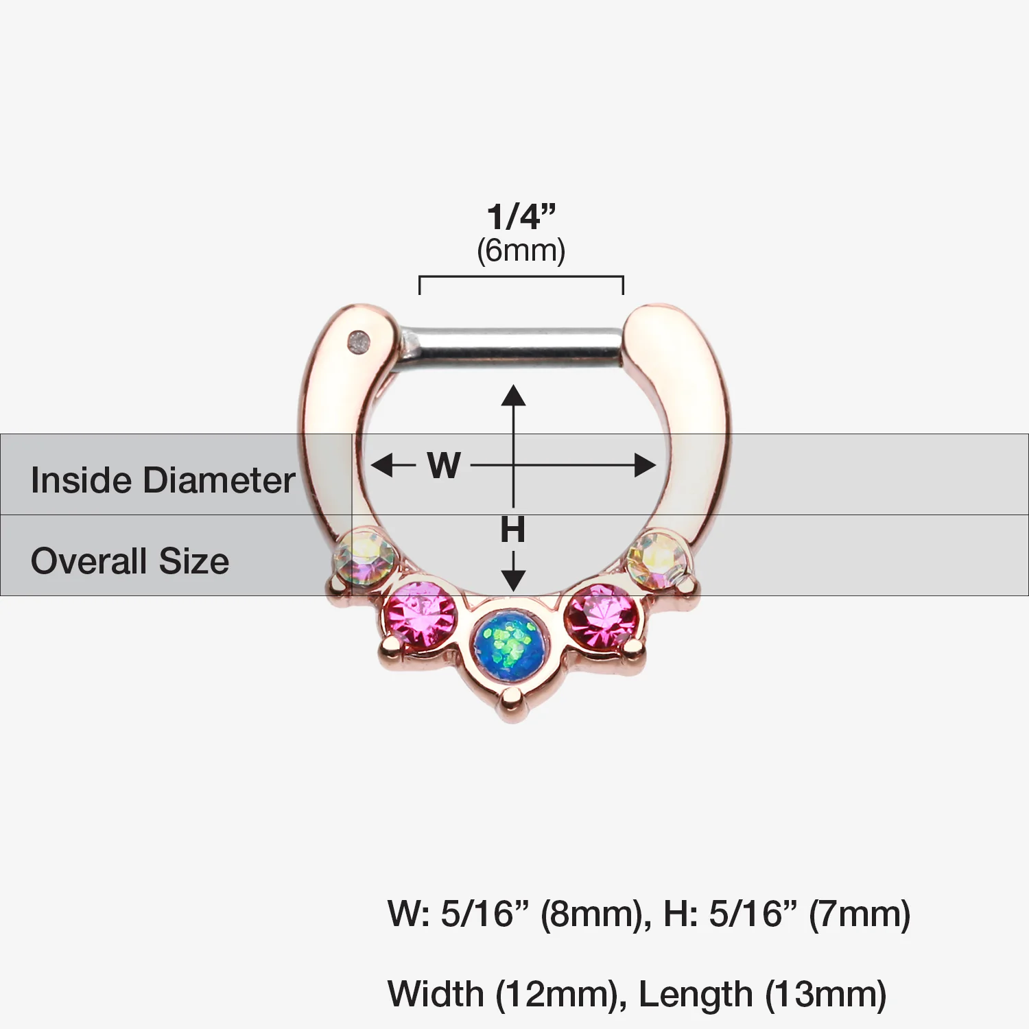Rose Gold Opal Precia Septum Clicker - Image 2