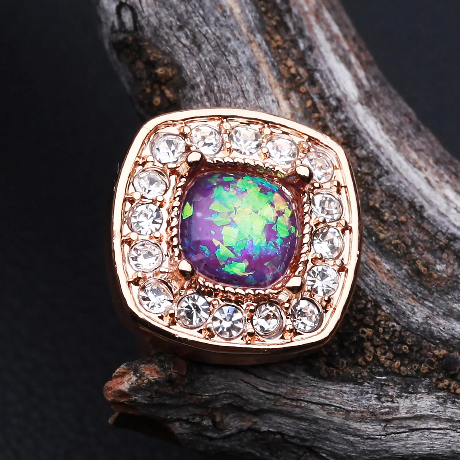 Rose Gold Opal Sparkle Essentia Cartilage Tragus Earring - Image 2
