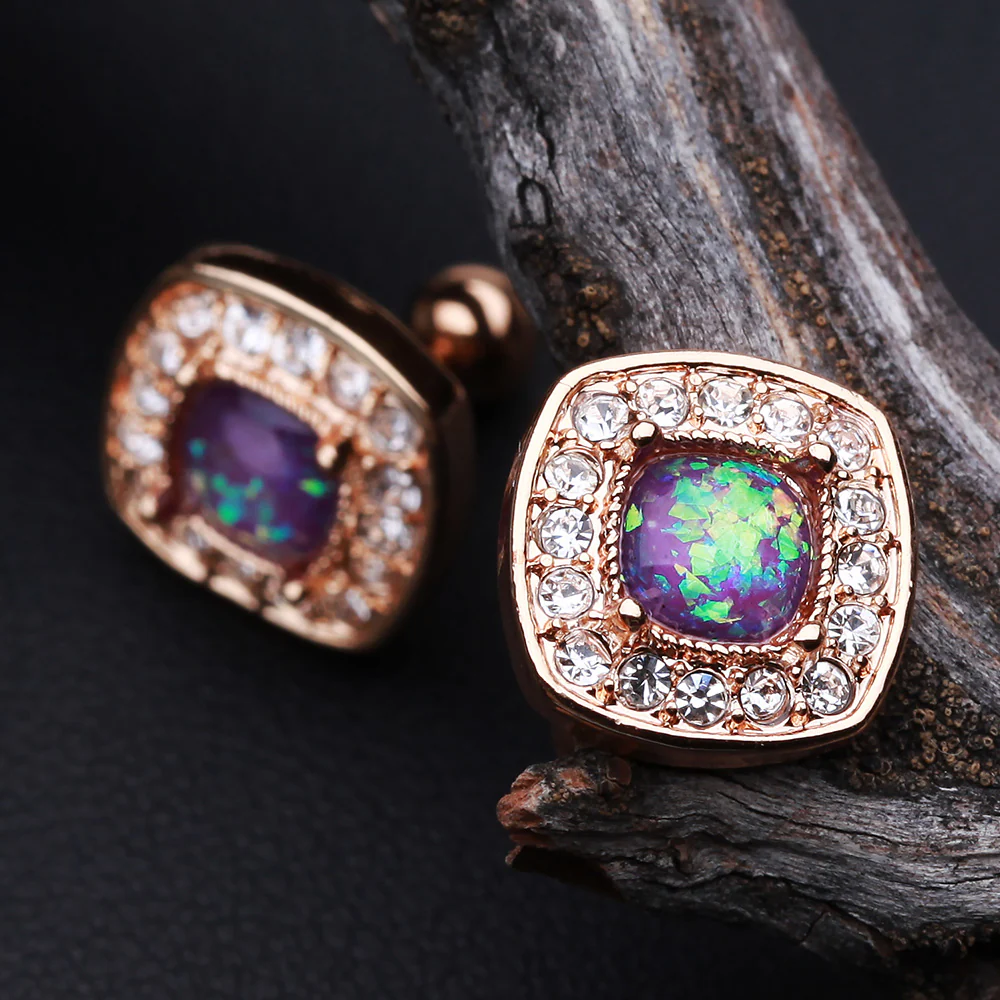 Rose Gold Opal Sparkle Essentia Cartilage Tragus Earring - Image 3