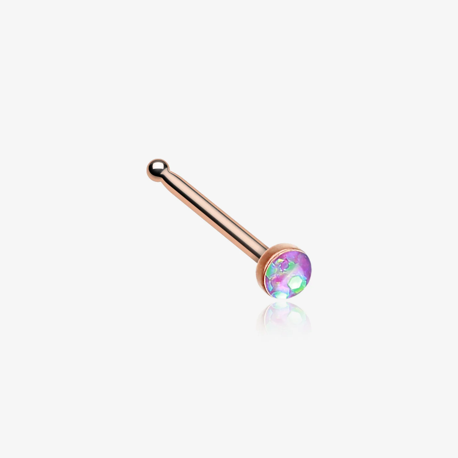 Rose Gold Opal Sparkle Nose Stud Ring