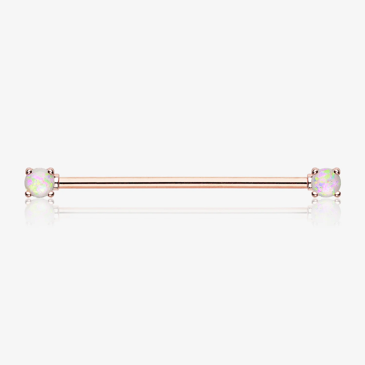 Rose Gold Opal Sparkle Prong Industrial Barbell